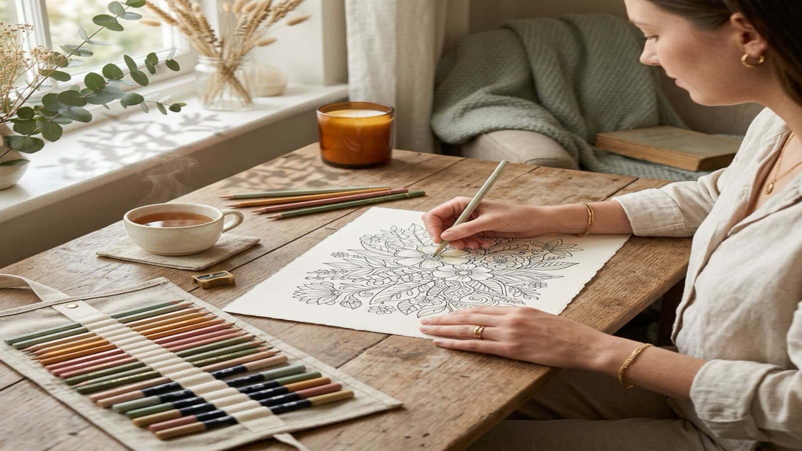A Sunday Reset Coloring Routine for Adults cozy coloring setup