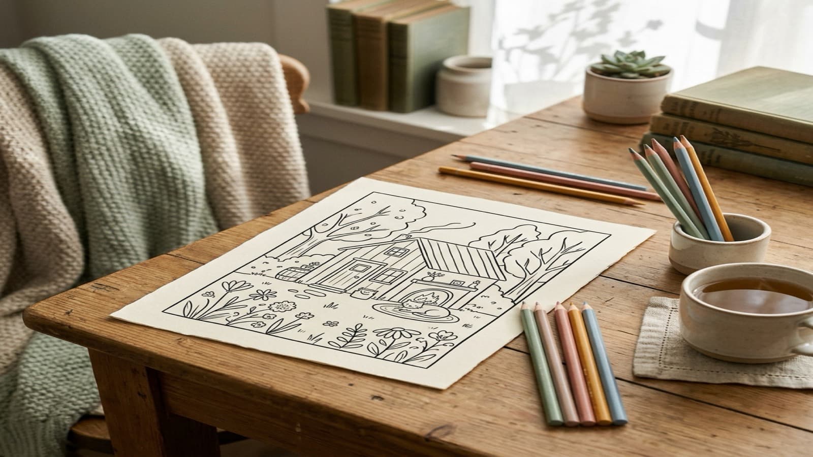 Best Coloring Books for Adults Who Prefer Simple Cozy Pages cozy coloring setup