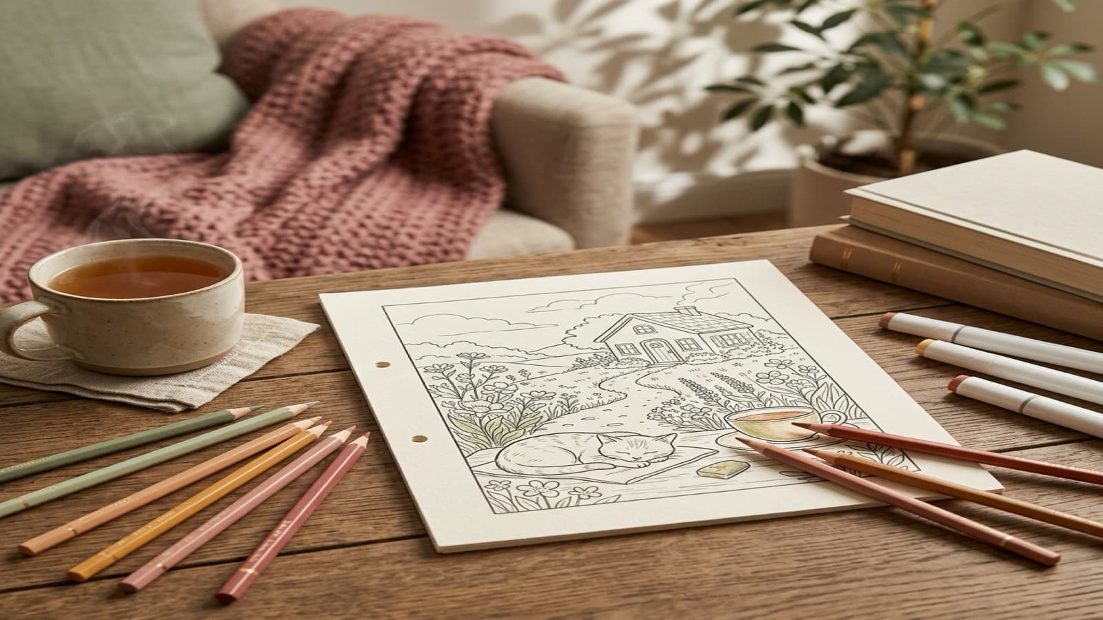 Best Coloring Books for Teens Who Like Cozy Aesthetic Pages cozy coloring setup
