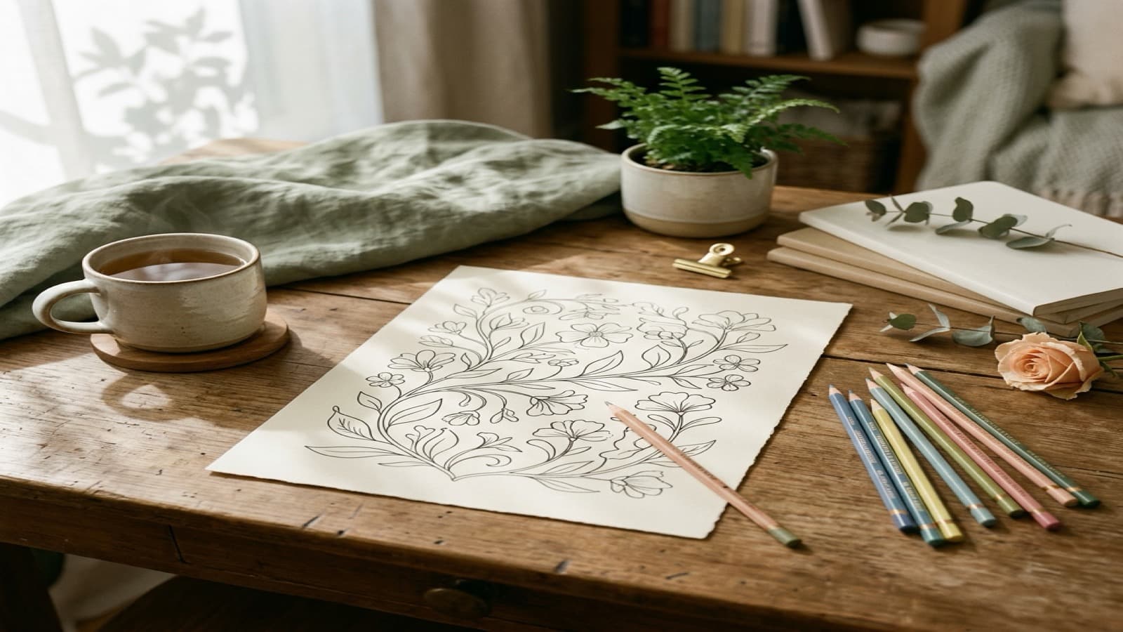 Best Coloring Books for Women Who Want a Calm Hobby cozy coloring setup