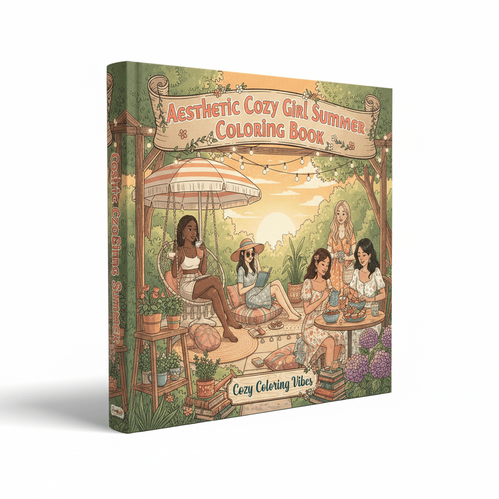 Cover of Aesthetic Cozy Girl Summer Coloring Book